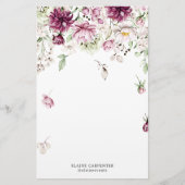 Magenta Tuin Bloemen Monogram Papier Papier (Voorkant)