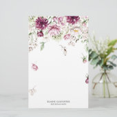 Magenta Tuin Bloemen Monogram Papier Papier (Staand voorkant)