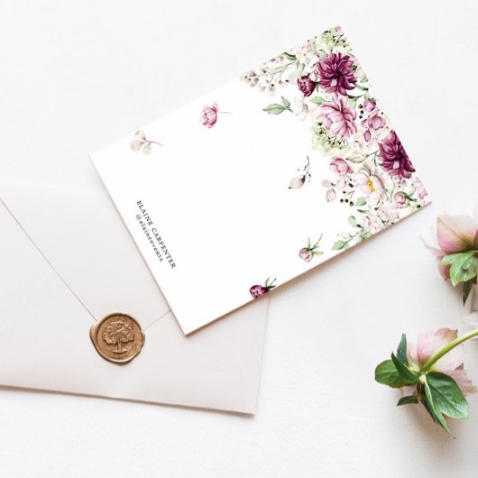 Magenta Tuin Bloemen Monogram Papier Papier