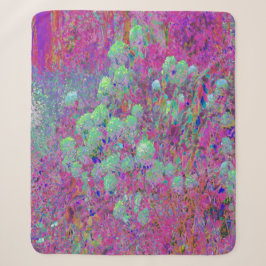Magenta Tuin met Aqua Hortensia Bloemen Sherpa Deken