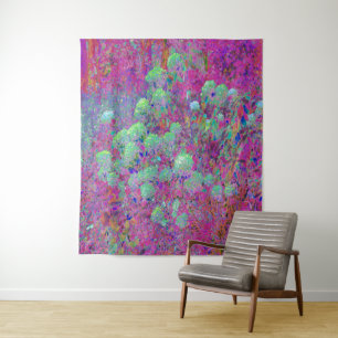 Magenta Tuin met Aqua Hortensia Bloemen Wandkleed
