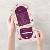 magenta tuinbloem (ENV niet nodig) All In One Uitnodiging (Afscheurbaar)