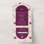 magenta tuinbloem (ENV niet nodig) All In One Uitnodiging (Binnen)