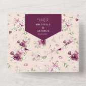 magenta tuinbloem (ENV niet nodig) All In One Uitnodiging (Achterkant)