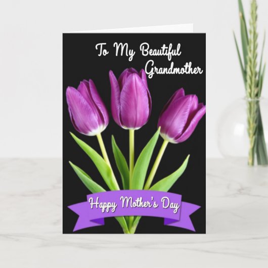 Magenta Tulp Grootmoeders Kaart (Voorkant)