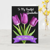 Magenta Tulp Grootmoeders Kaart (Gele Bloem)