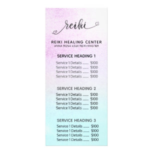 *~* Magenta Turquoise Mint Black Glitter REIKI Reclamekaart