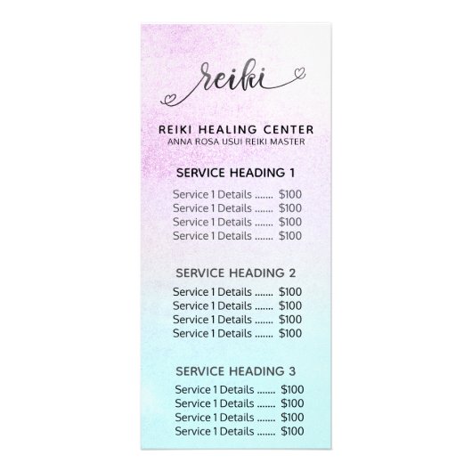 *~* Magenta Turquoise Mint Black Glitter REIKI Reclamekaart (Voorkant)