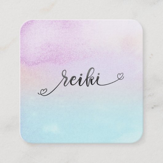 *~* Magenta Turquoise Mint Black Glitter REIKI Vierkante Visitekaartje (Voorkant)