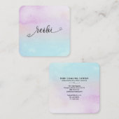 *~* Magenta Turquoise Mint Black Glitter REIKI Vierkante Visitekaartje (Voorkant / Achterkant)