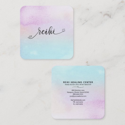 *~* Magenta Turquoise Mint Black Glitter REIKI Vierkante Visitekaartje (Voorkant / Achterkant)