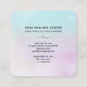 *~* Magenta - Turquoise Mint Zwart Glitter REIKI Vierkante Visitekaartje (Achterkant)