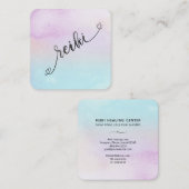 *~* Magenta - Turquoise Mint Zwart Glitter REIKI Vierkante Visitekaartje (Voorkant / Achterkant)