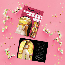 Magenta Typografie Foto Afstuderen Aankondiging