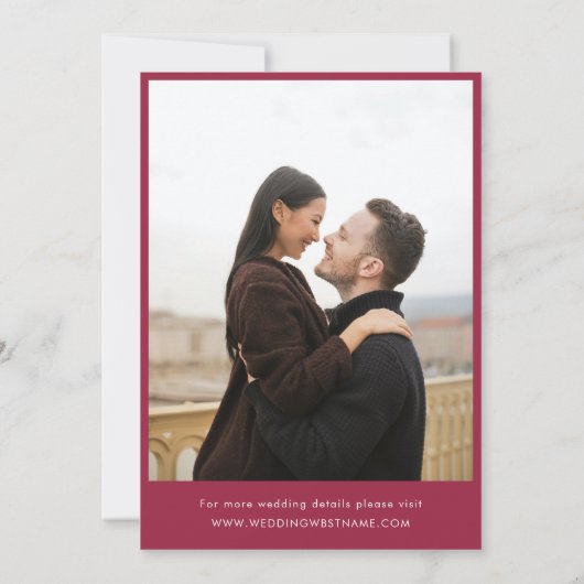 Magenta Typography Whimsical Script Photo Wedding Kaart (Achterkant)