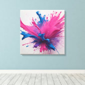 Magenta-uitbarsting: explosie van elektrische blau canvas afdruk (Insitu (Houten vloer))