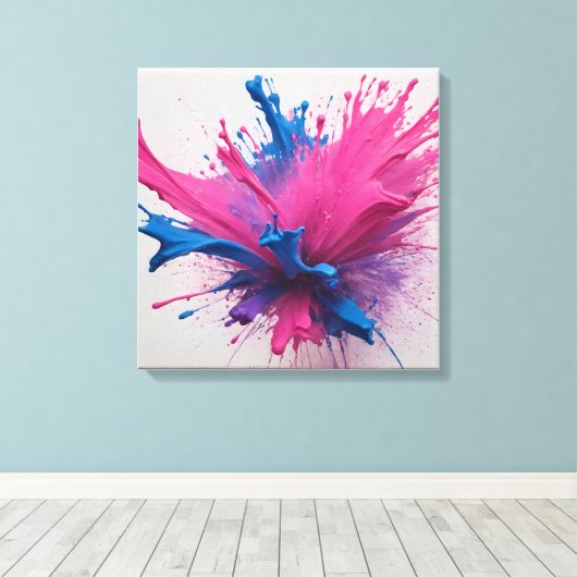 Magenta-uitbarsting: explosie van elektrische blau canvas afdruk (Insitu (Houten vloer))