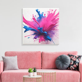 Magenta-uitbarsting: explosie van elektrische blau canvas afdruk