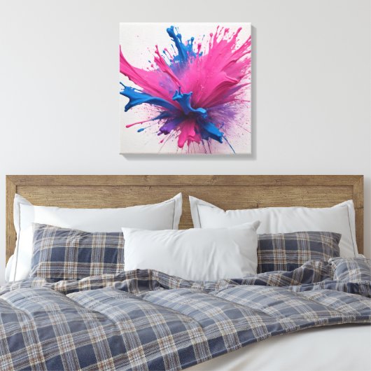 Magenta-uitbarsting: explosie van elektrische blau canvas afdruk (Insitu (Slaapkamer))