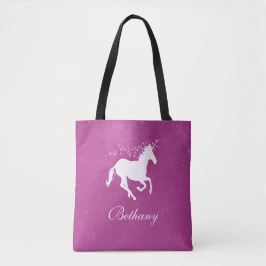 Magenta Unicorn Persoonlijke Canvas tas (Voorkant)