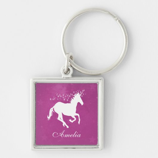 Magenta Unicorn Persoonlijke Sleutelhanger (Voorkant)