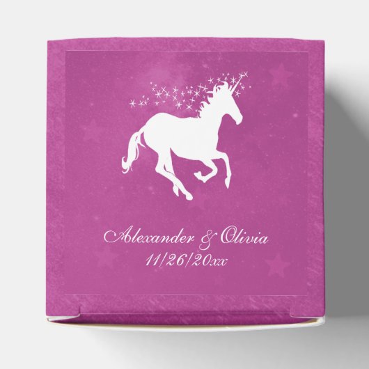 Magenta Unicorn Wedding Favor Box Bedankdoosjes (Bovenkant)