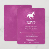 Magenta Unicorn Wedding RSVP Kaart (Voorkant / Achterkant)