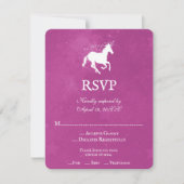 Magenta Unicorn Wedding RSVP Kaart (Voorkant)