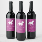 Magenta Unicorn Wedding Wine Label Wijn Etiket (Flessen)
