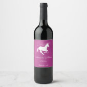 Magenta Unicorn Wedding Wine Label Wijn Etiket (Voorkant)