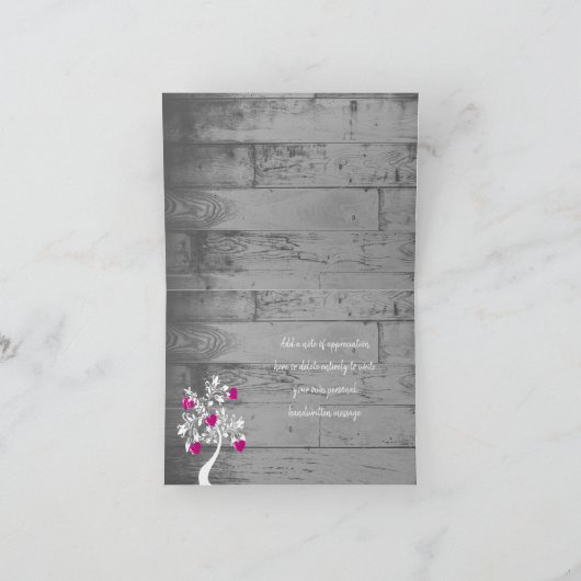 Magenta Valentijn Harten Boom Hartelijk dank Kaart (Binnen)