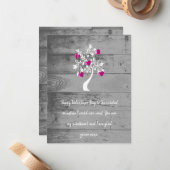 Magenta Valentijn Harten Boom Vaste notitie Kaart Notitiekaartje (Voorkant / Achterkant in situ)