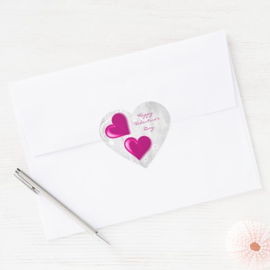 Magenta Valentijn Harten Sticker (Envelop)