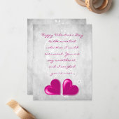 Magenta Valentijn hoort een platte notitie-Kaart Notitiekaartje (Voorkant / Achterkant in situ)