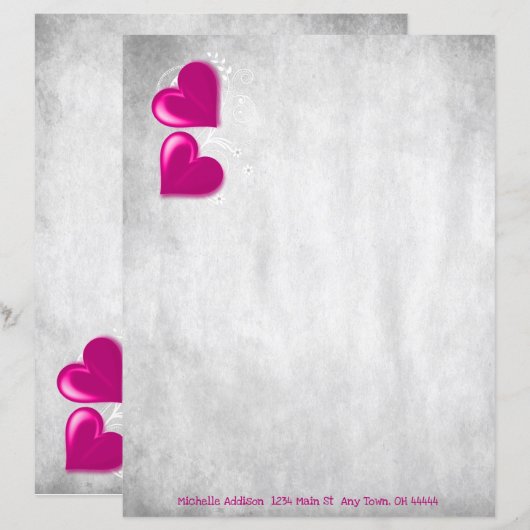 Magenta Valentijn hoort gepersonaliseerde papieren (Voorkant / Achterkant)