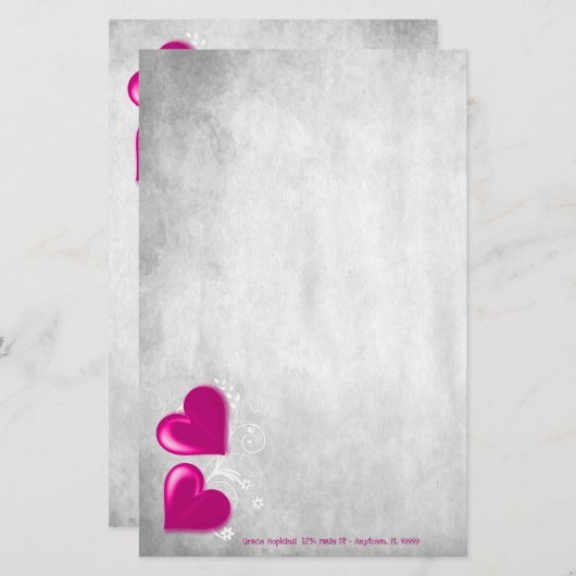 Magenta Valentijn hoort gepersonaliseerde schrijfb Briefpapier (Voorkant / Achterkant)