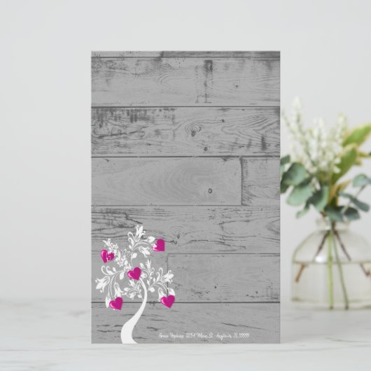 Magenta Valentijn Hoorten - Aangepaste structuur Briefpapier (Staand voorkant)