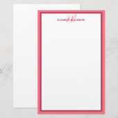 Magenta van de Initialen van het Monogram van de A Briefpapier (Voorkant / Achterkant)