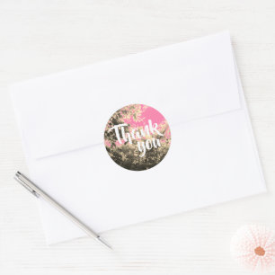 Magenta van de natuur Dank u Ronde Sticker