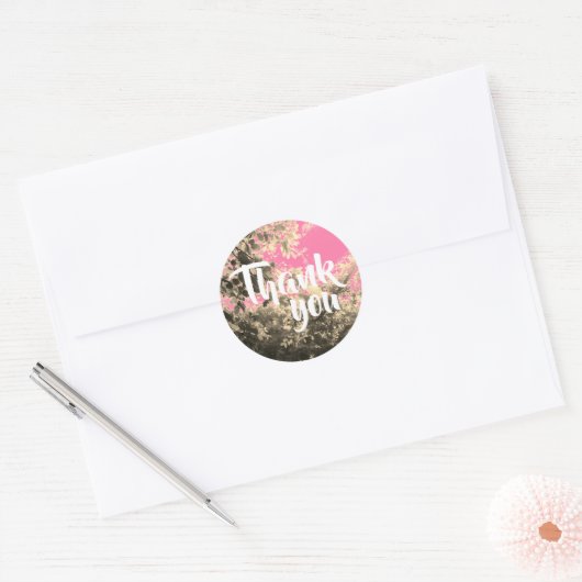 Magenta van de natuur Dank u Ronde Sticker (Envelop)