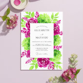 Magenta Verdant Bloom Wedding Kaart