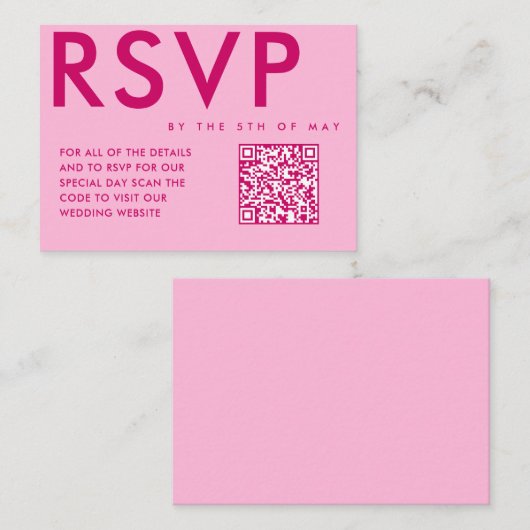 Magenta Vet en Modern RSVP Bijlagekaart Informatiekaartje (Voorkant / Achterkant)