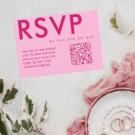 Magenta Vet en Modern RSVP Bijlagekaart Kaartje