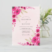 Magenta Vibrant Spring Wedding Kaart (Staand voorkant)