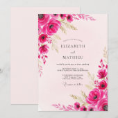 Magenta Vibrant Spring Wedding Kaart (Voorkant / Achterkant)