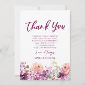 Magenta Violet Paarse Bloemen Custom Foto Bedankkaart (Voorkant)