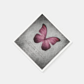 Magenta Vlinder Damast Bruiloft Servet (Hoek)