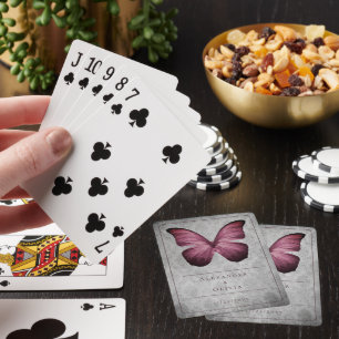 Magenta vlinderdamast pokerkaarten