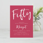 Magenta voor 50th Birthday Bold Forty Brush Kaart (Staand voorkant)