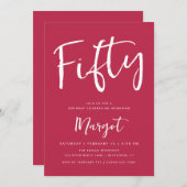 Magenta voor 50th Birthday Bold Forty Brush Kaart (Voorkant / Achterkant)